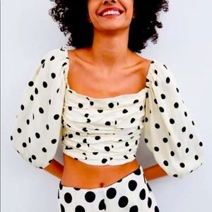 ZARA POKA DOT CROP TOP